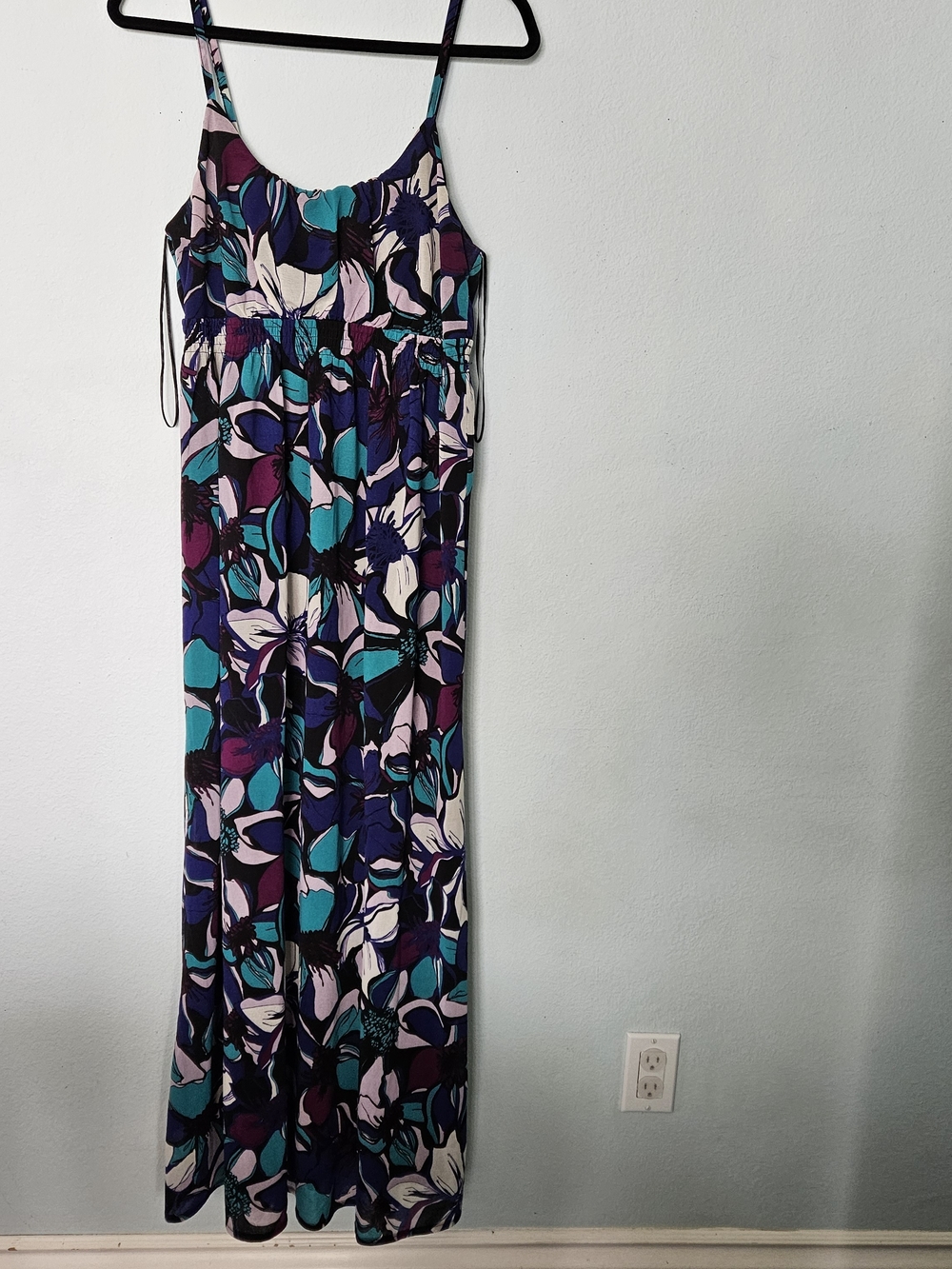 Elle Floral Maxi Dress in Teal, Purple, Black & Cream